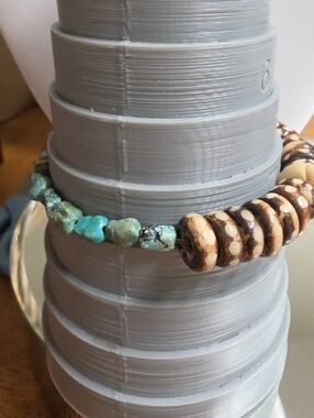 Turquoise And Bone Artisan Made Stretch Bracelet